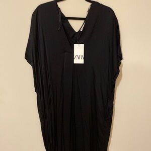 Zara caftan black dress XS NWT